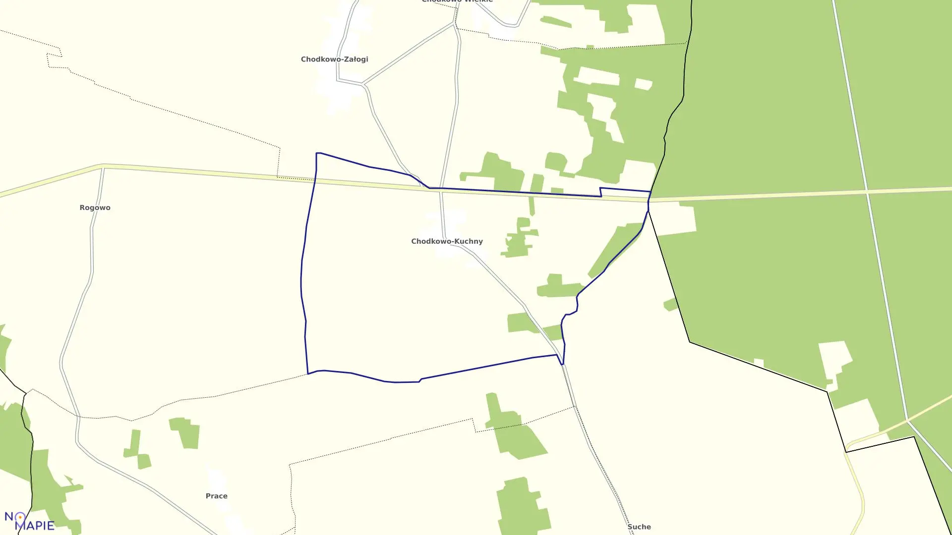 Mapa obrębu CHODKOWO-KUCHNY w gminie Płoniawy-Bramura