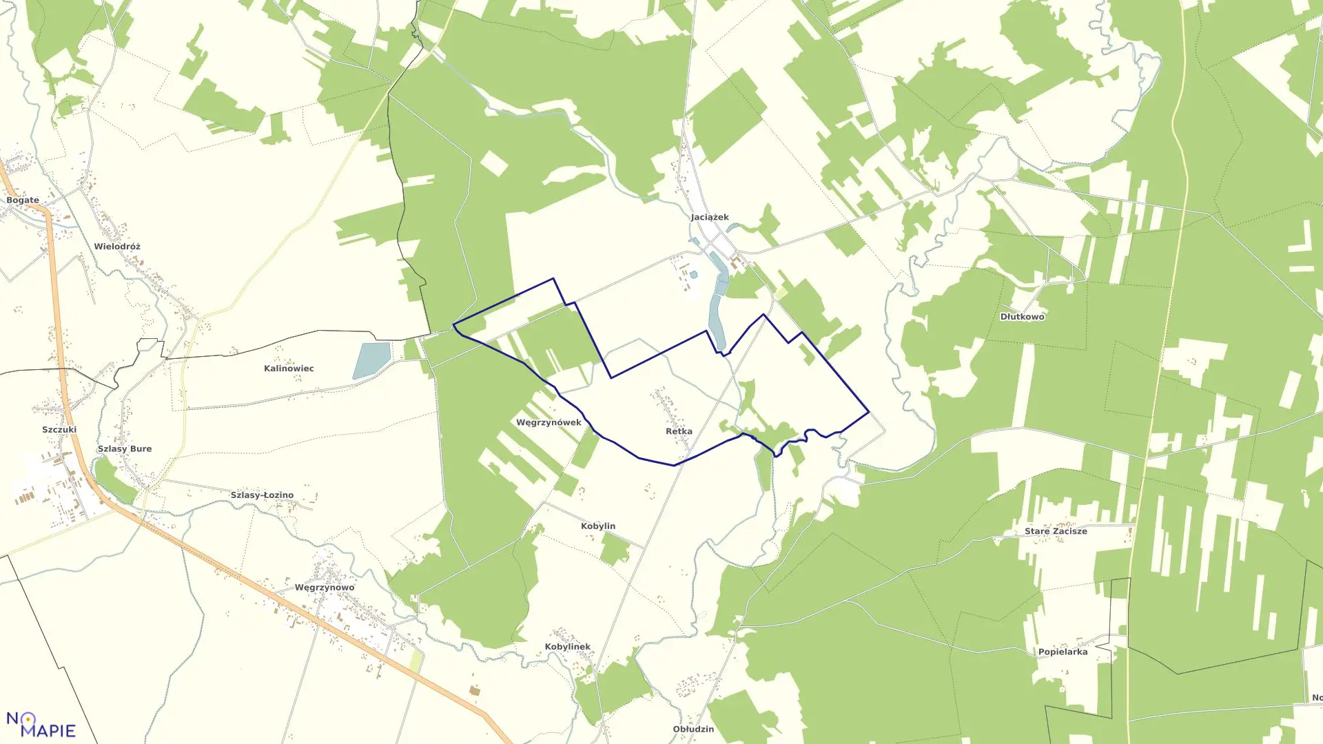 Mapa obrębu RETKA w gminie Płoniawy-Bramura