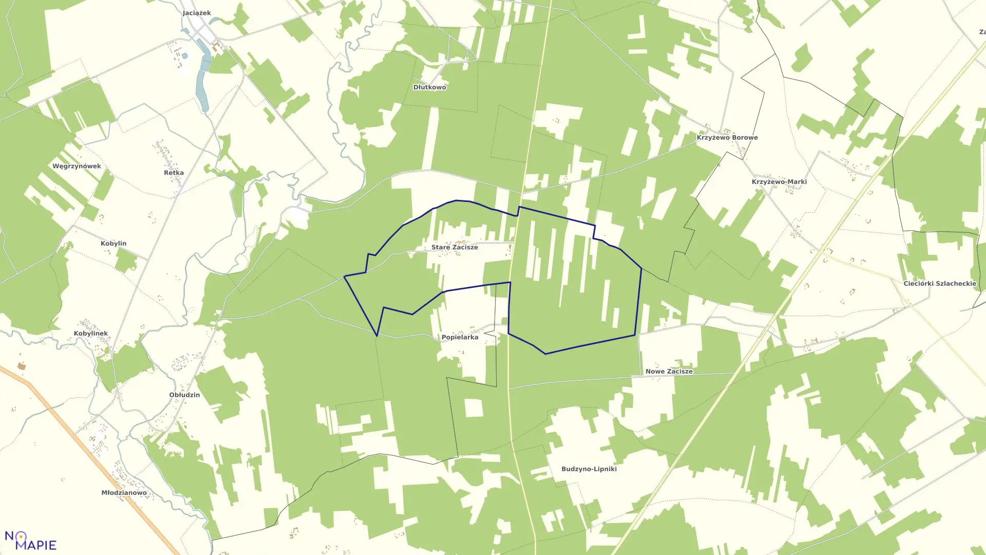 Mapa obrębu STARE ZACISZE w gminie Płoniawy-Bramura